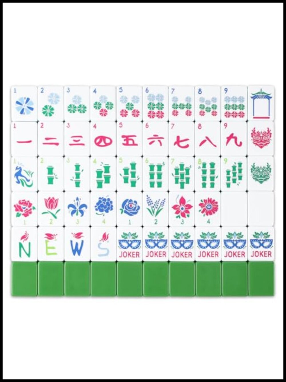 Floral Dragon American Mahjong Tiles Set 160 Melamine Tiles Travel Game with
